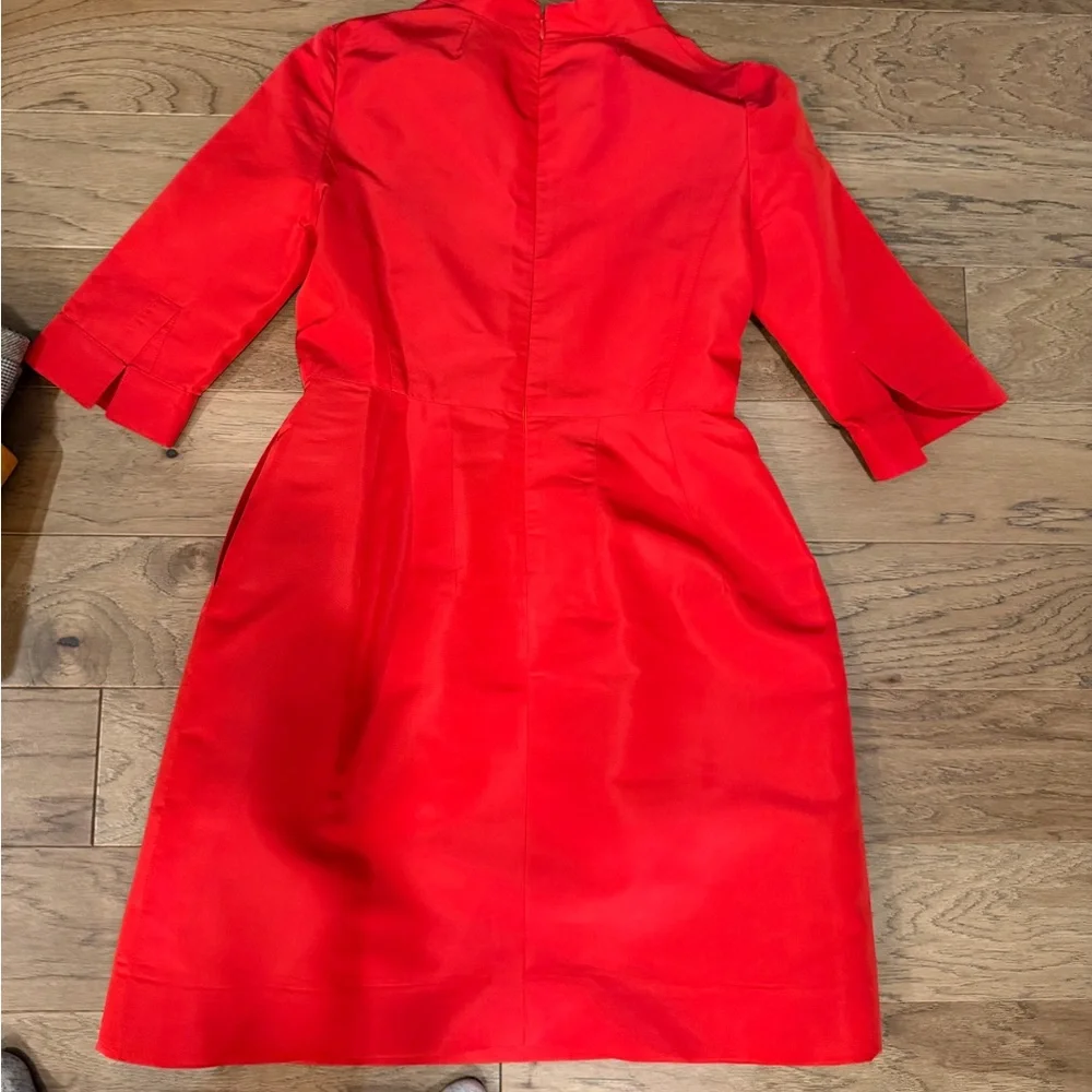 Oscar de la Renta Vibrant Red Long Sleeve Dress - Picture 5 of 6